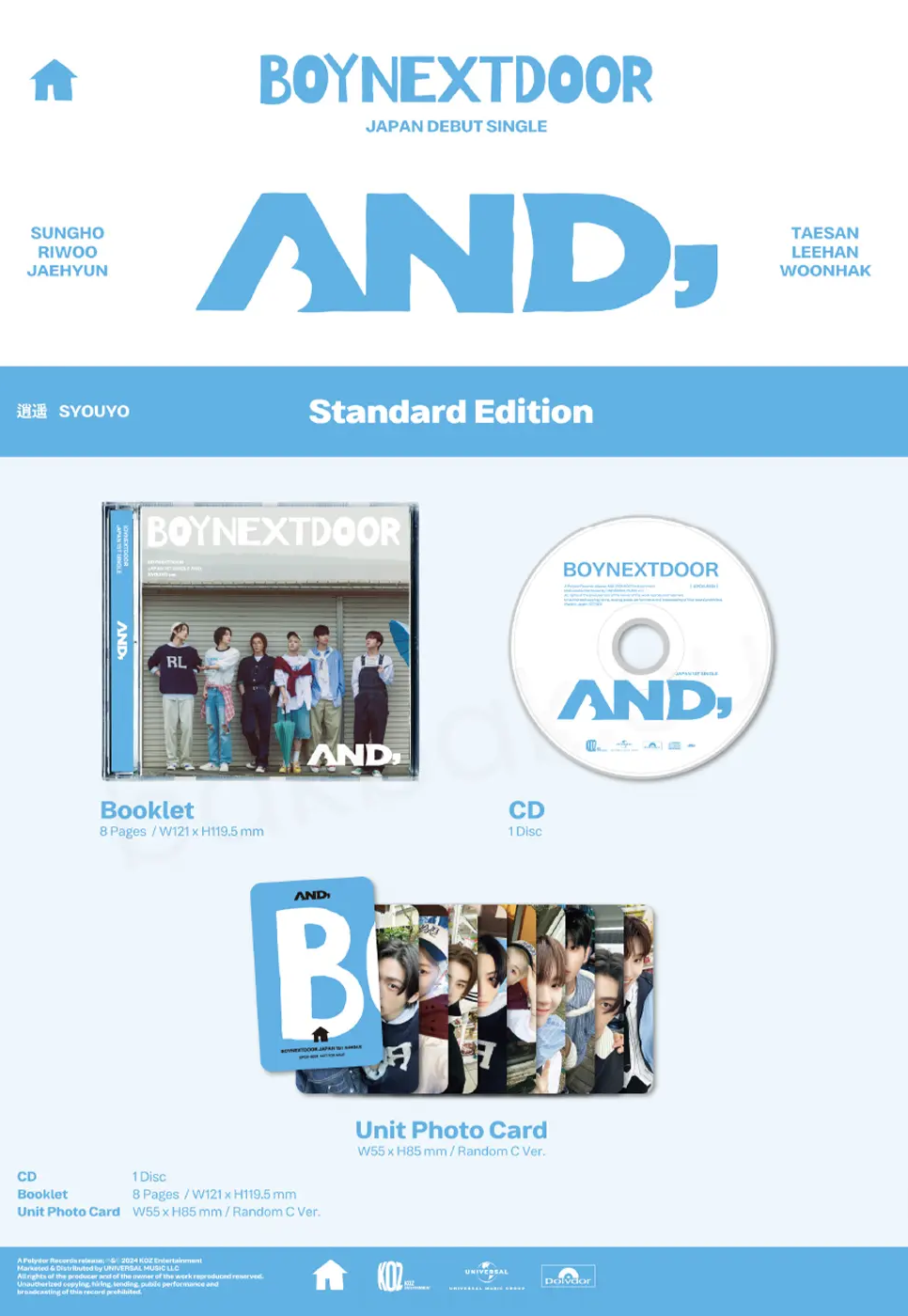 BOYNEXTDOOR - AND, (1st Japanese Single Album)
