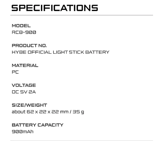 HYBE OFFICIAL LIGHT STICK BATTERY