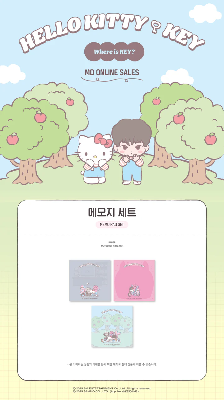 *PRE-ORDER* KEY x HELLO KITTY [Where is Key?] Pop-Up Store Memo Pad Set