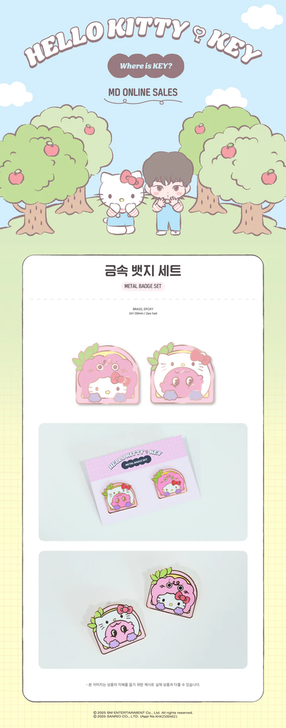 *PRE-ORDER* KEY x HELLO KITTY [Where is Key?] Pop-Up Store Metal Badge Set