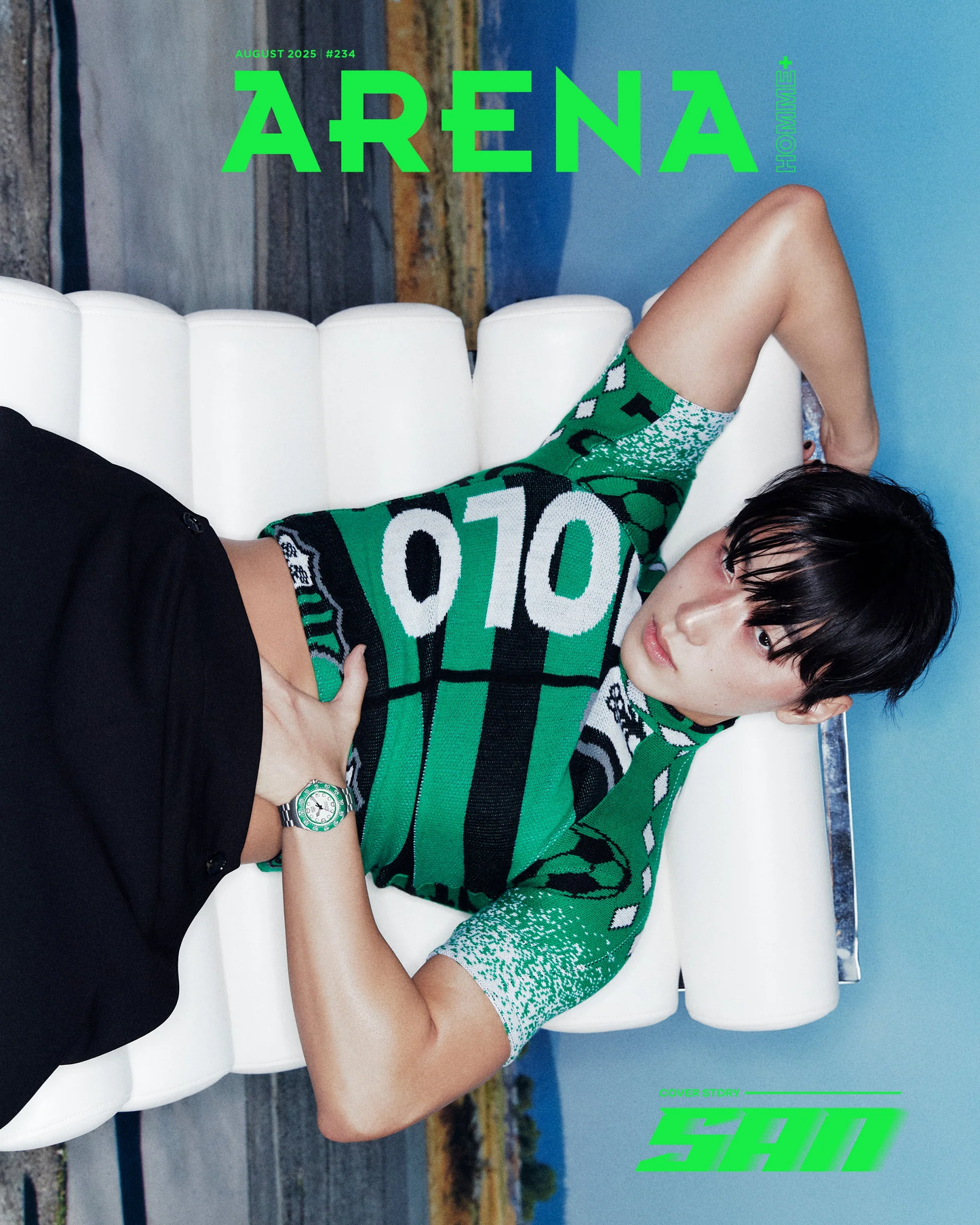 ARENA HOMME KOREA AUGUST 2025 ISSUE (Cover: ATEEZ SAN)