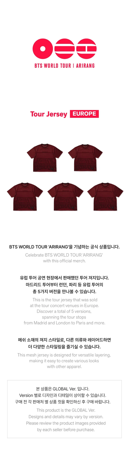 *PRE-ORDER* BTS - [ARIRANG World Tour] Europe Jersey
