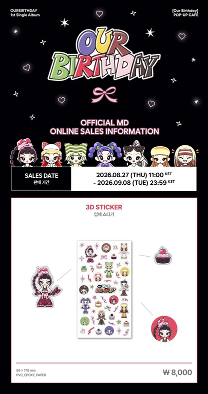 *PRE-ORDER* OURBIRTHDAY - [Our Birthday Pop-Up] 3D Sticker