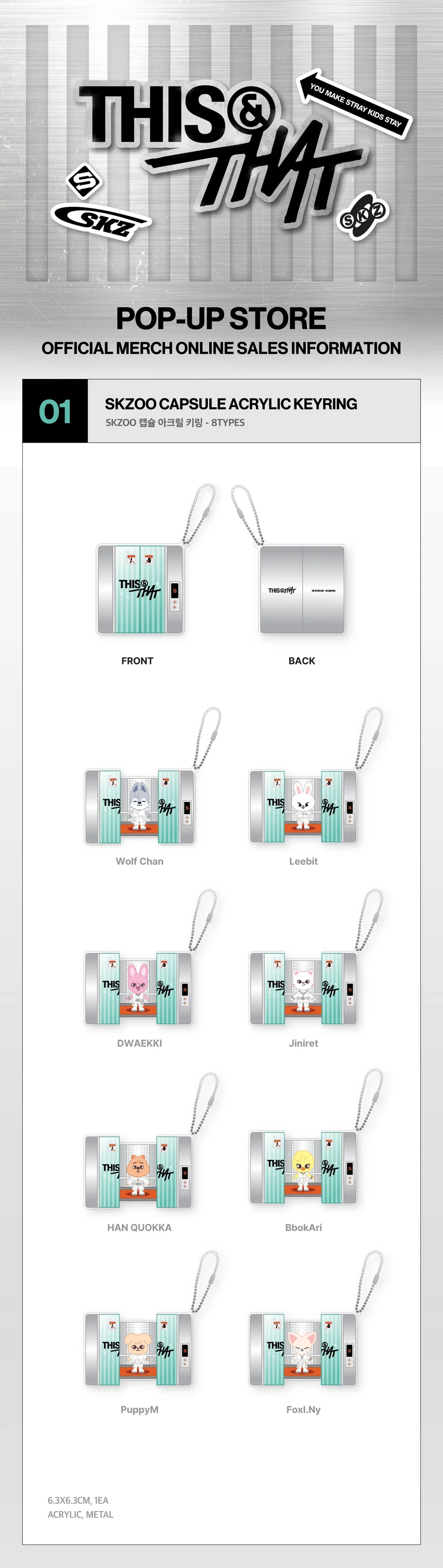*PRE-ORDER* STRAY KIDS - [THIS & THAT] POP-UP MD SKZOO Capsule Acrylic Keyring