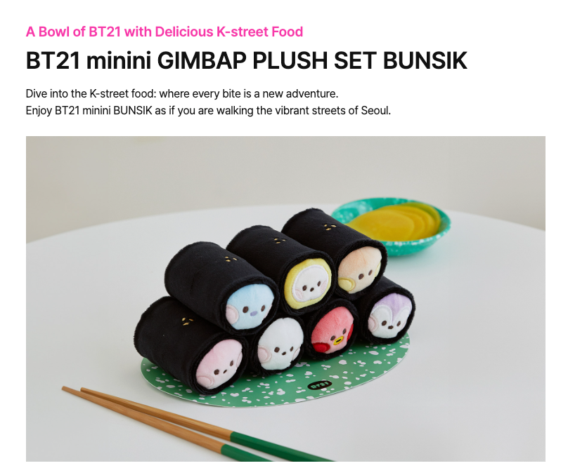 BTS - BT21 minini GIMBAP BUNSIK PLUSH SET