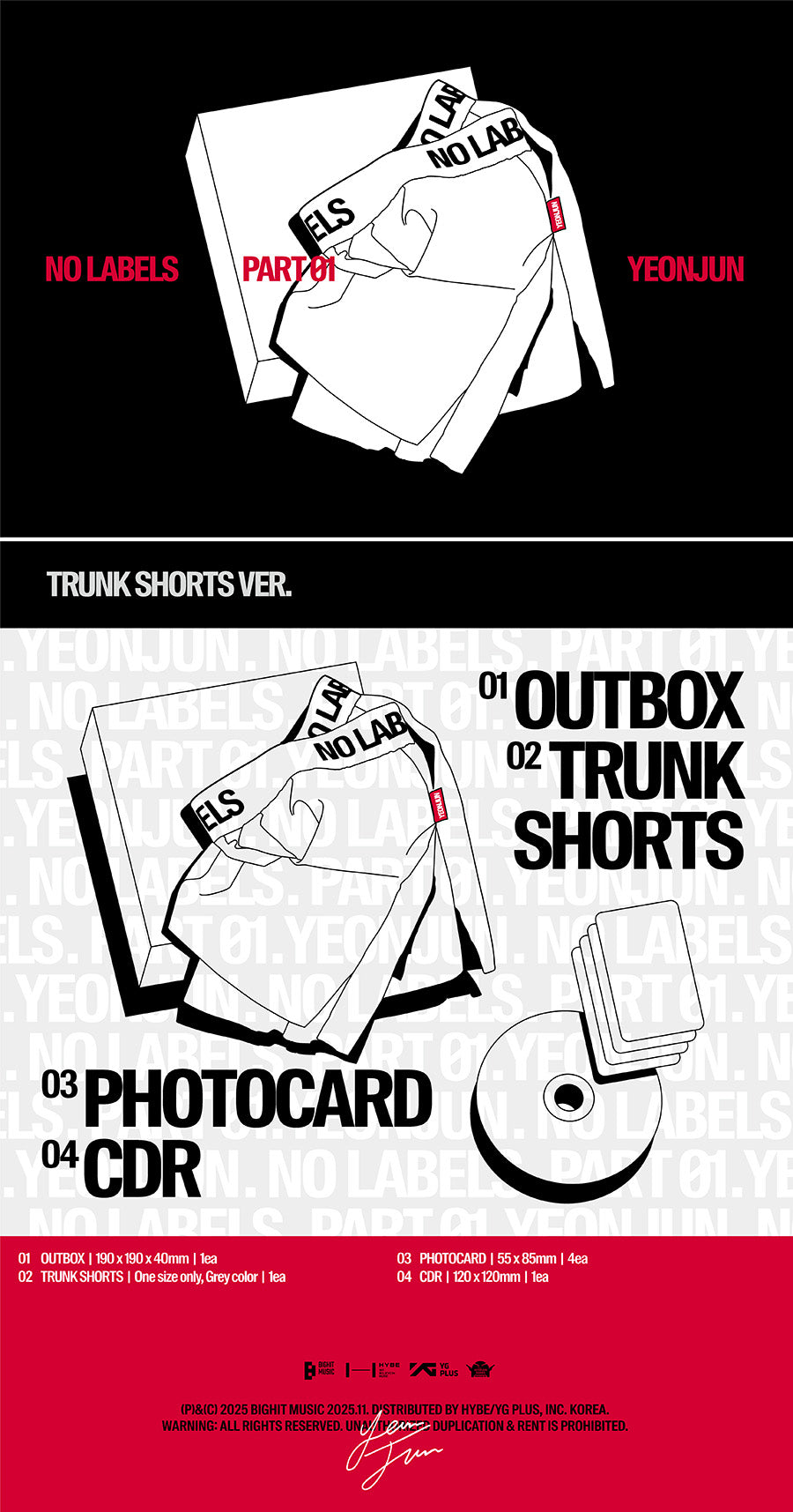 *PRE-ORDER* TXT YEONJUN - NO LABELS: PART 01 (1st Mini Album) [Trunk Shorts Ver.]