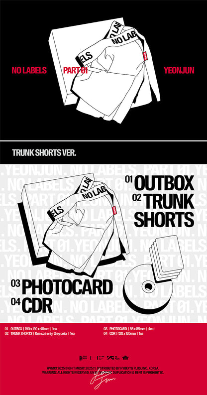 *PRE-ORDER* TXT YEONJUN - NO LABELS: PART 01 (1st Mini Album) [Trunk Shorts Ver.]