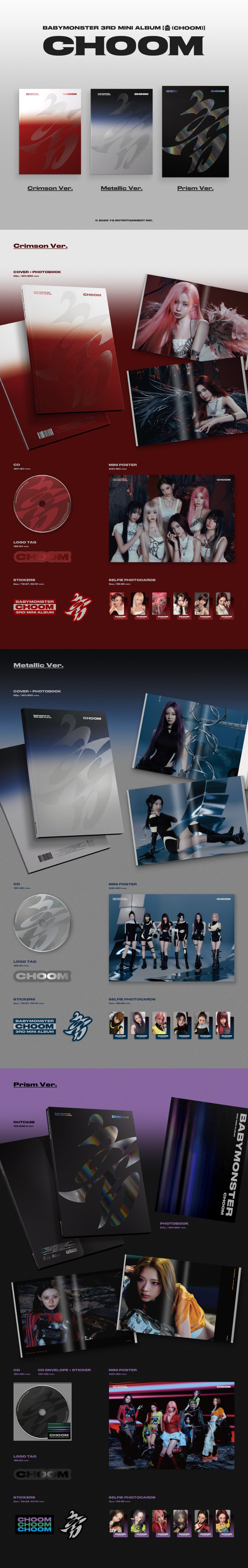 *PRE-ORDER* [GROUP VIDEO CALL EVENT] BABYMONSTER - CHOOM (3rd Mini Album) (Crimson / Metallic / Prism Ver.)