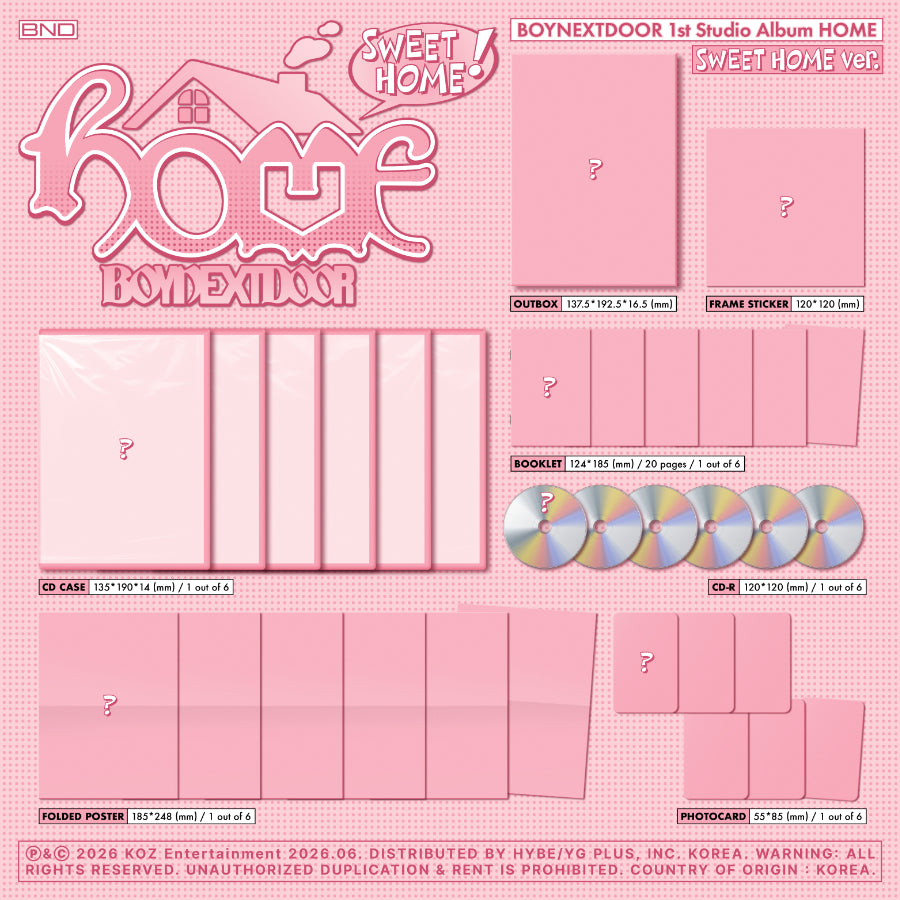 *PRE-ORDER* BOYNEXTDOOR - HOME (1st Studio Album) [Sweet Home Ver.] + POB