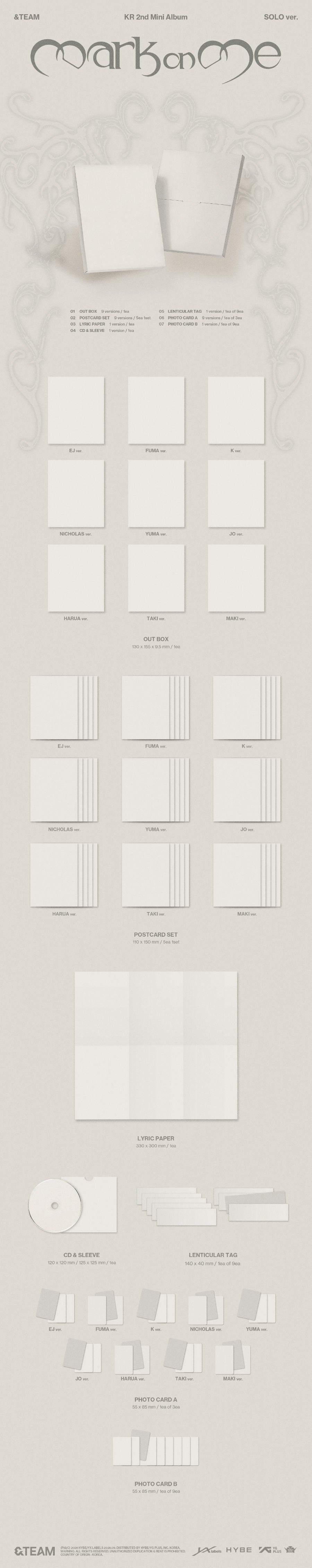 *PRE-ORDER* &TEAM - Mark on Me (2nd Korean Mini Album) [Solo Member Ver.]