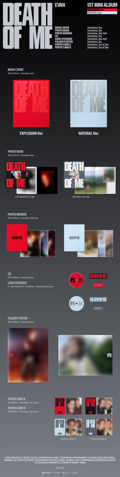 *PRE-ORDER* EVAN - DEATH OF ME (1st Mini Album)