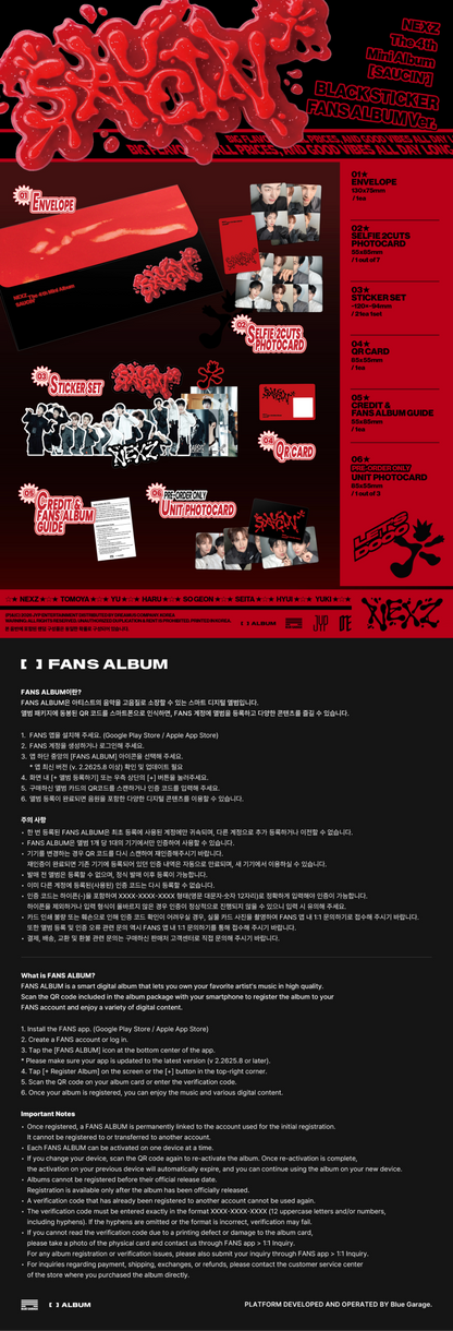 NEXZ - SAUCIN' (4th Mini Album) [Sticker FANS Album Ver.]
