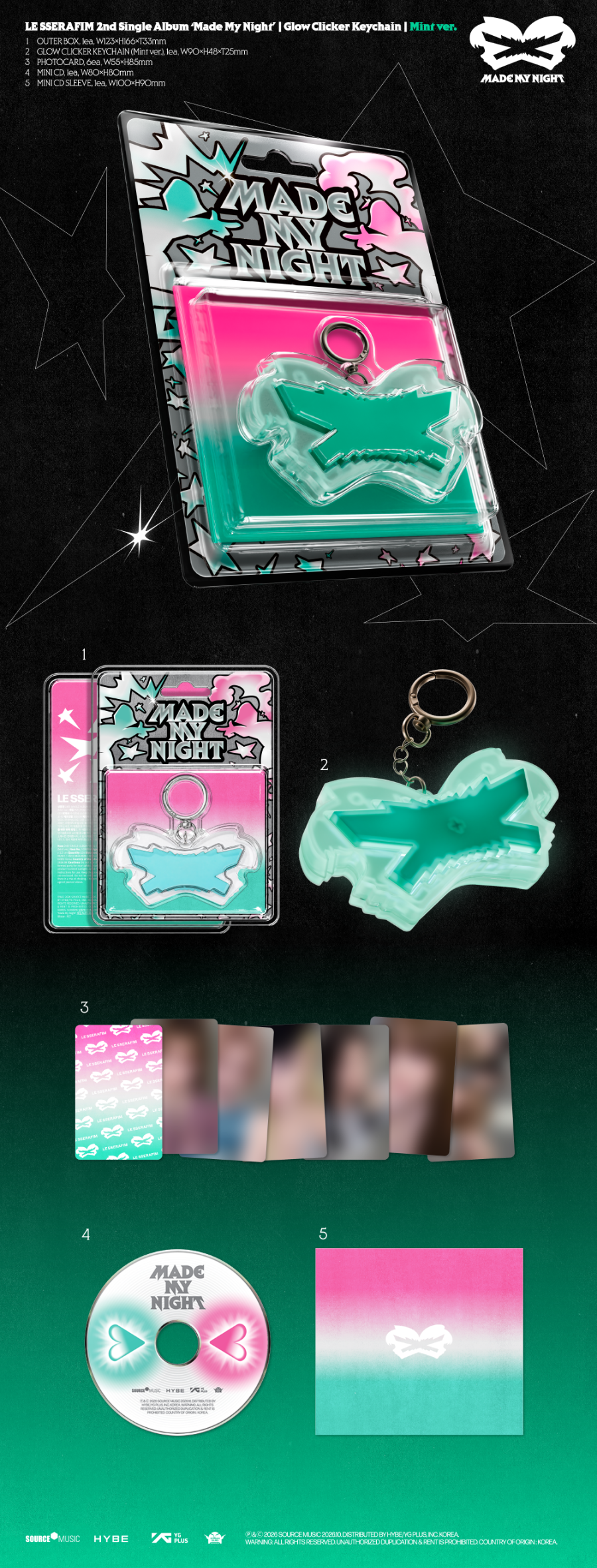 *PRE-ORDER* LE SSERAFIM - Made My Night [Mint Glow Clicker Keychain Ver.]