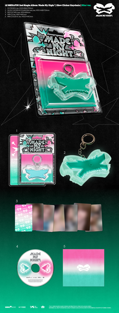 *PRE-ORDER* LE SSERAFIM - Made My Night [Mint Glow Clicker Keychain Ver.]