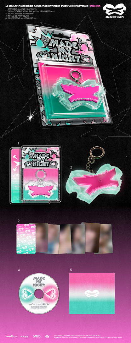*PRE-ORDER* LE SSERAFIM - Made My Night [Pink Glow Clicker Keychain Ver.]