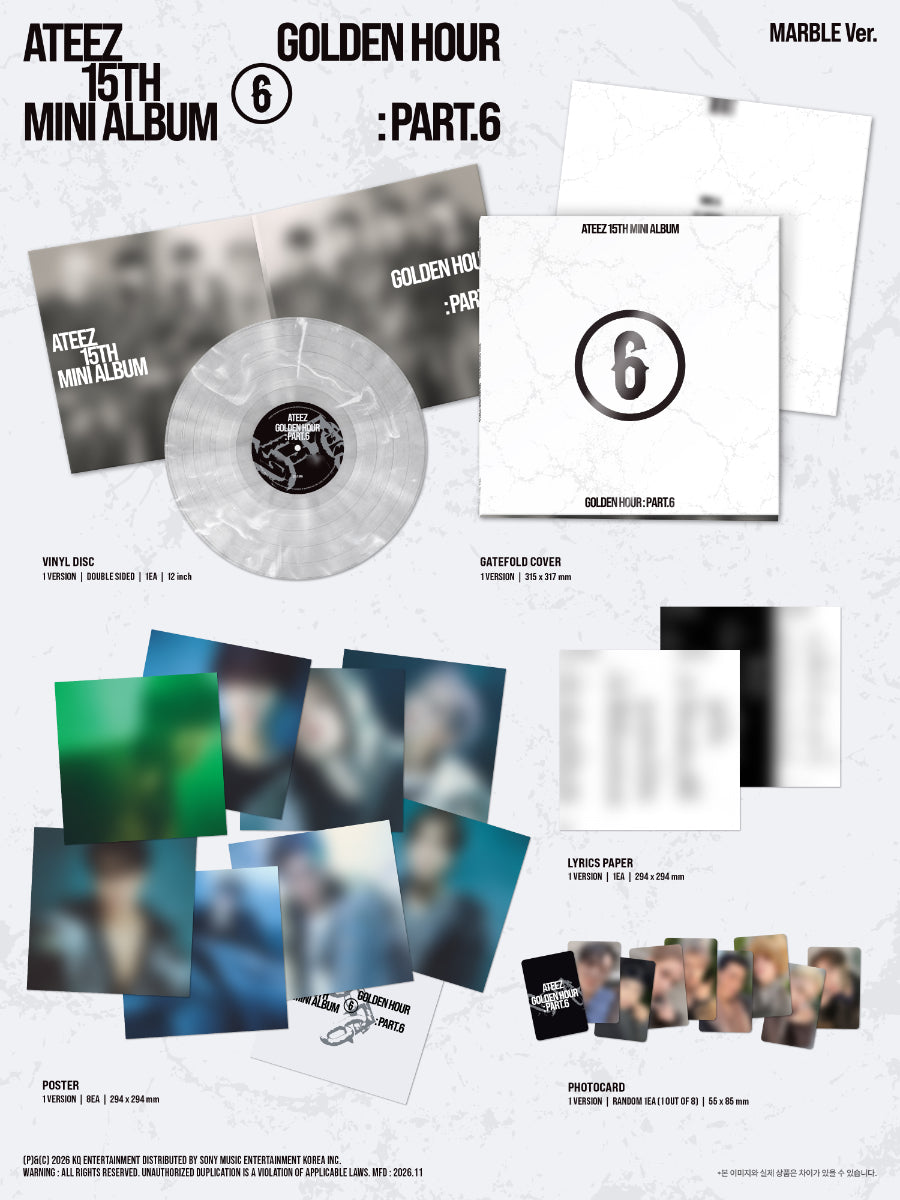 *PRE-ORDER* ATEEZ - Golden Hour: Part 6 (15th Mini Album) [Marble Vinyl/LP Ver.]
