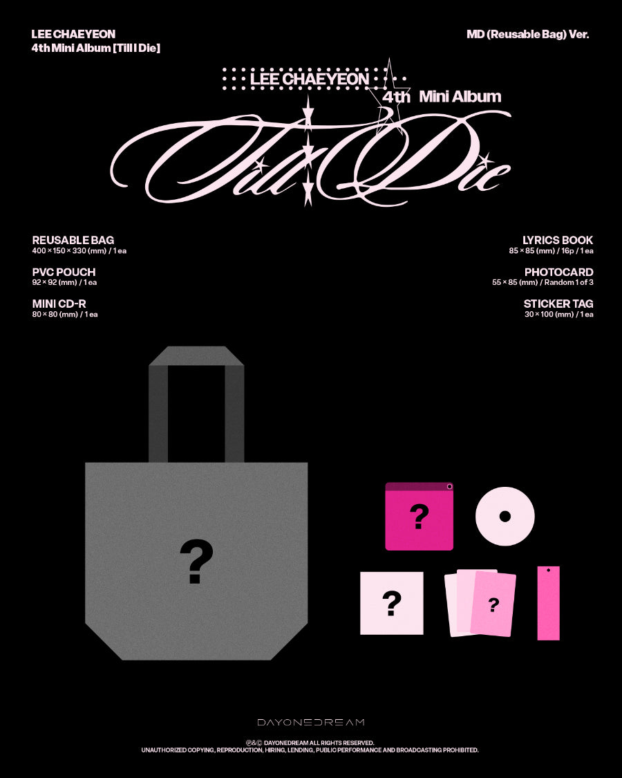 *PRE-ORDER* LEE CHAEYEON - Till I Die [Reusable Bag Ver.]