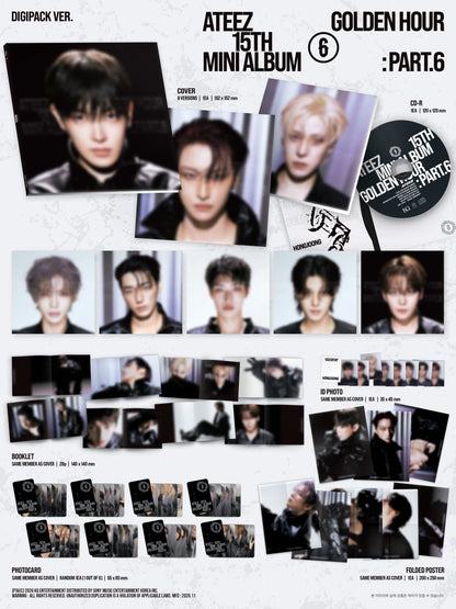 *PRE-ORDER* ATEEZ - Golden Hour: Part 6 (15th Mini Album) [Member Digipack Ver.] + POB