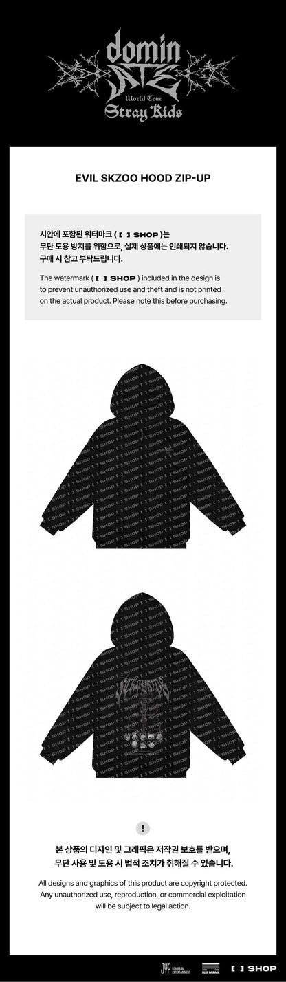 *PRE-ORDER* STRAY KIDS - World Tour <'dominATE' Japan> Evil SKZOO Zip Up Hoodie