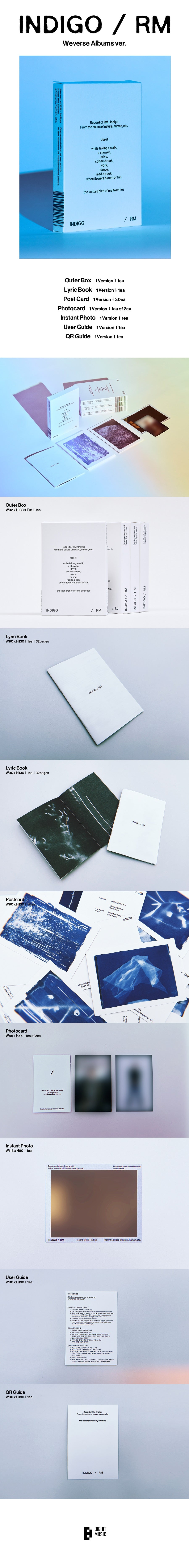 BTS RM - Indigo [Postcard/ Weverse Albums Edition]