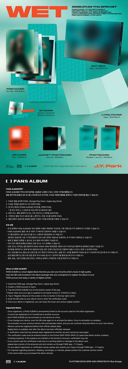 *PRE-ORDER* J.Y. PARK - Wet (Fans Album Ver.)