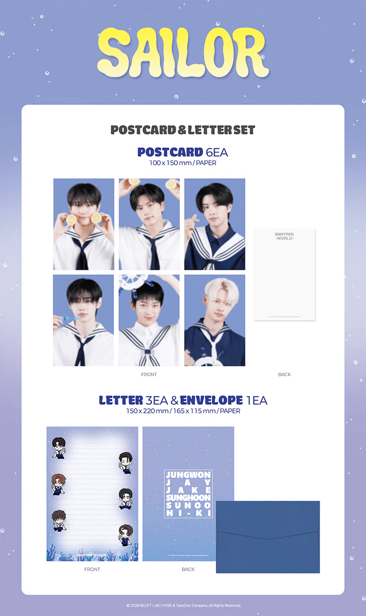 *PRE-ORDER* ENHYPEN - [SAILOR ENHYPEN WORLD OFFICIAL MD] Postcard & Letter Set