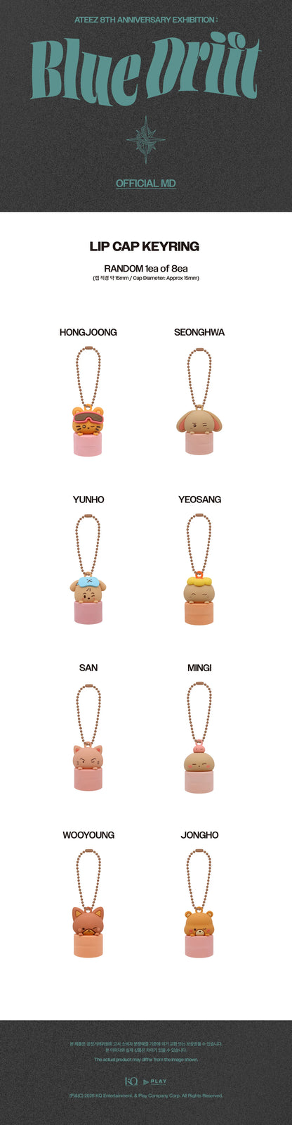 *PRE-ORDER* ATEEZ - [8th Anniversary Exhibition: Blue Drift Official MD] Random Lip Cap Keyring