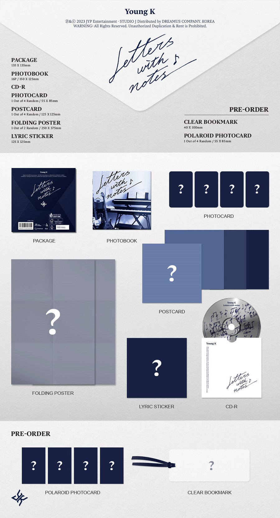 DAY6 YOUNG K - Letters with notes (1st Studio Album) [Digipack Ver.]