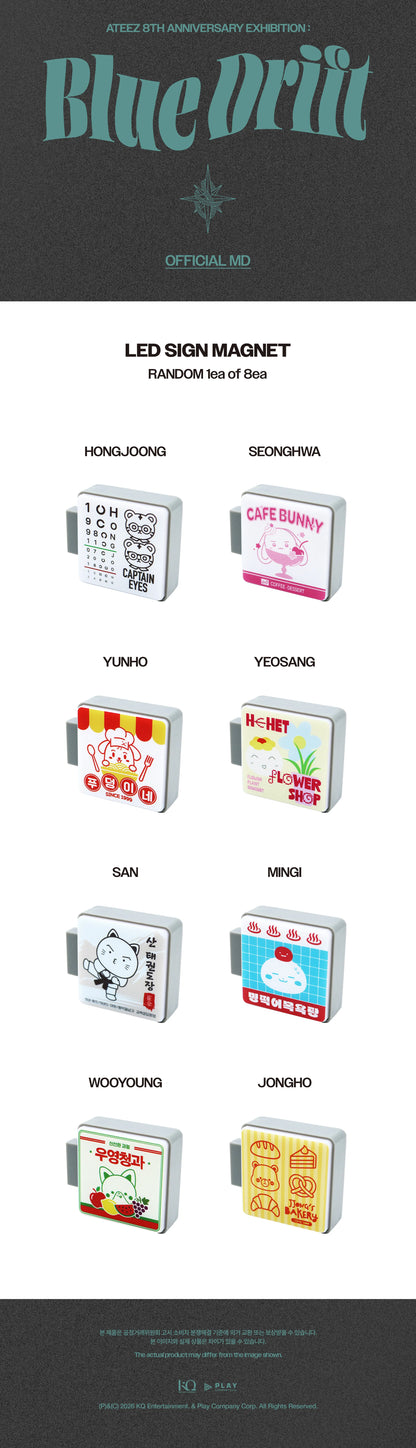 *PRE-ORDER* ATEEZ - [8th Anniversary Exhibition: Blue Drift Official MD] Random Mini LED Sign Magnet