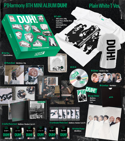 P1HARMONY - DUH! (8th Mini Album) [Plain White T MD Ver.]