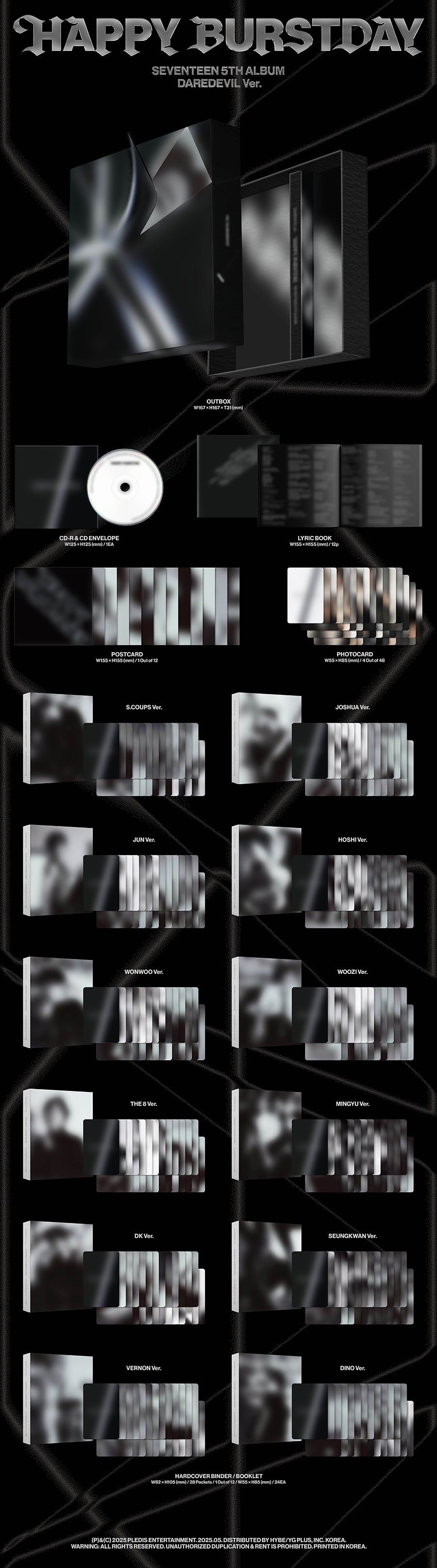 *PRE-ORDER* SEVENTEEN - HAPPY BURSTDAY (5TH ALBUM) [Daredevil Ver.] + POB